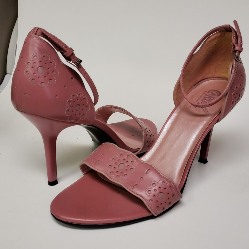 Carlos Rose Pink Ankle Strap High Heel Sandals